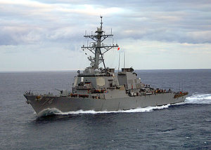USS McFaul underway in the Atlantic Ocean.