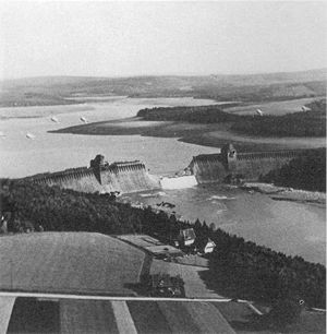 The breached Möhne dam
