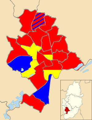 Nottingham UK ward map (2007 results).svg