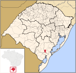 Map of the state of Rio Grande do Sul, Brazil highlighting Pedro Cerrito