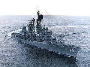The USS Coontz underway in the Atlantic, off the Virginia coast, October 1986.