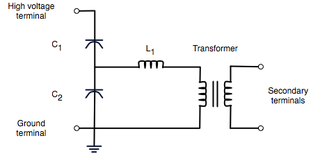 The circuit diagram for a simple capacitor voltage transformer