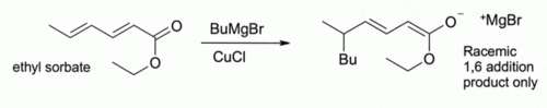 (Alkylation of sorbate ester at 4-position mediated by CuCl)