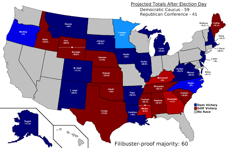 Current 2008 US Senatorial Polling Map.PNG