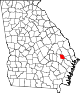 State map highlighting Evans County