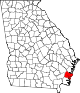 State map highlighting Glynn County
