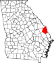 State map highlighting Screven County