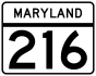Maryland Route 216 marker