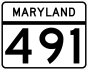 Maryland Route 491 marker