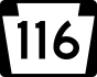 PA Route 116 marker