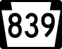 PA Route 839 marker
