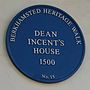 "Blue plaque on Dean Incent's House"